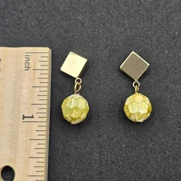 Yellow Bead Gold Dangle Stud Hook Boho Retro Earrings Fashion Jewelry JP1 - Picture 4 of 4